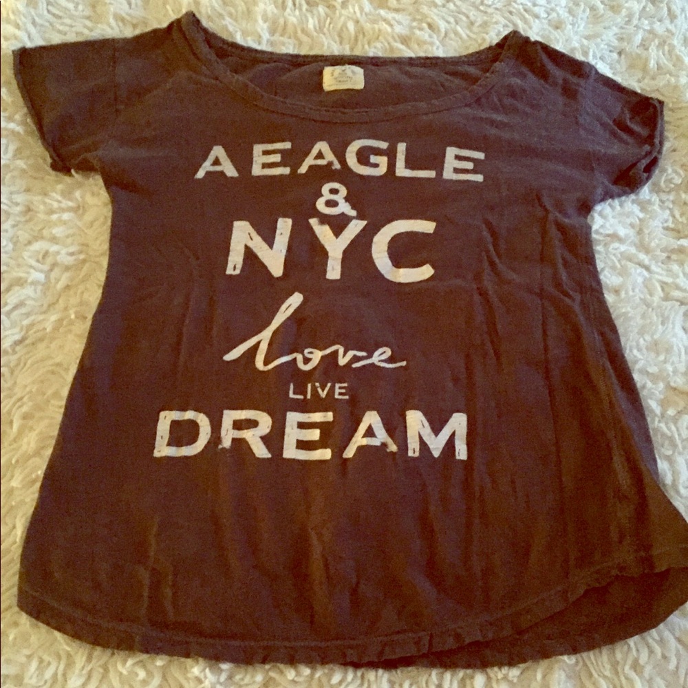 American Eagle Gray Off Shoulder Tee
